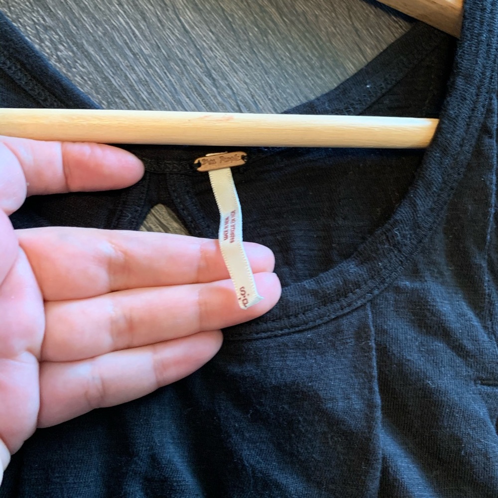 FREE PEOPLE Black Scalloped Open Back Slub Tank S - Picture 7 of 9